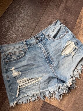 Cello Light Blue Distressed Denim Shorts